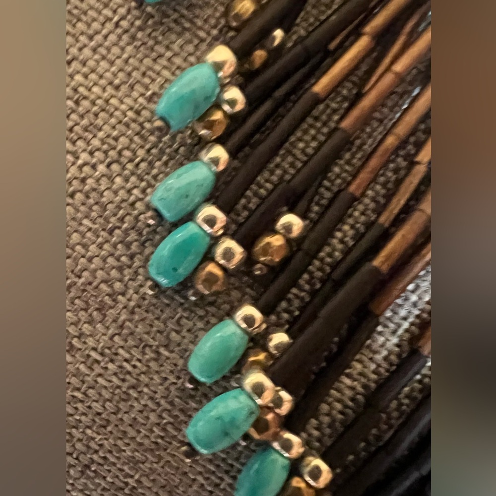 Silpada Fringe Necklace Blue Turquoise Howlite Gems Southwest Brass Western - Picture 4 of 11